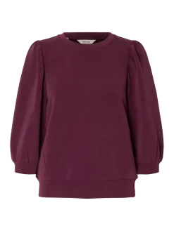 Selected Femme Naisten Pusero, SLFTENNY 3/4 SWEAT TOP NOOS Fig