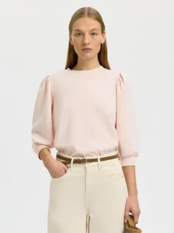 Selected Femme Naisten Pusero, SLFTENNY 3/4 SWEAT TOP NOOS Vaaleanpunainen