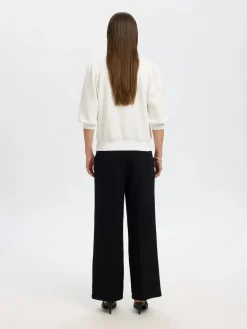 Selected Femme Naisten Pusero, SLFTENNY 3/4 SWEAT TOP NOOS Snow White