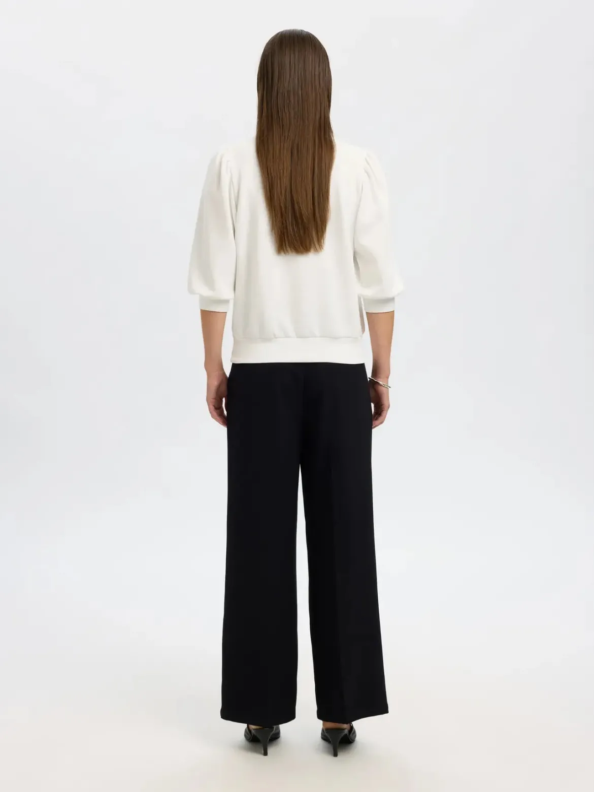 Selected Femme Naisten Pusero, SLFTENNY 3/4 SWEAT TOP NOOS Snow White