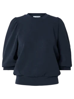 Selected Femme Naisten Pusero, SLFTENNY 3/4 SWEAT TOP NOOS Dark Sapphire