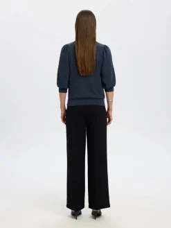 Selected Femme Naisten Pusero, SLFTENNY 3/4 SWEAT TOP NOOS Dark Sapphire