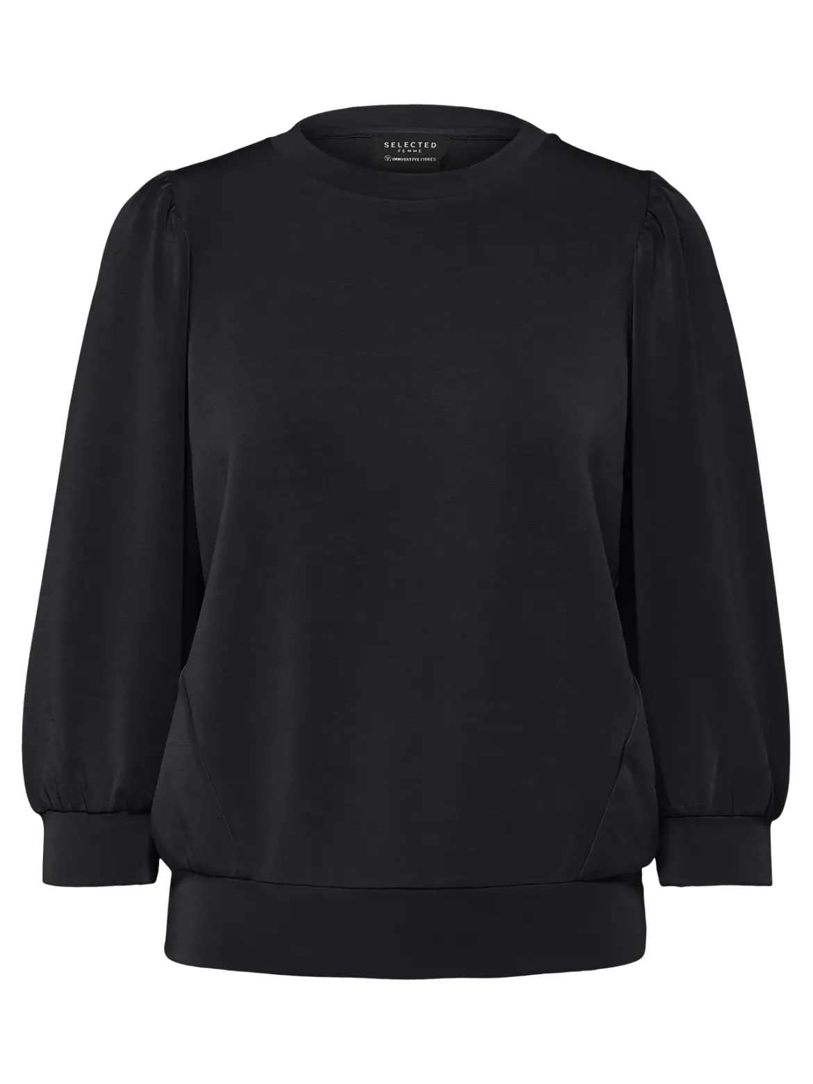 Selected Femme Naisten Pusero, SLFTENNY 3/4 SWEAT TOP NOOS Black