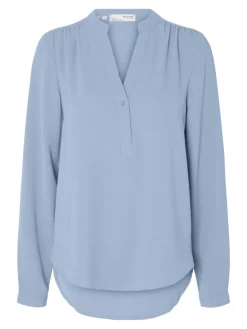 Selected Femme Naisten Pusero, SLFMIVIA LS TOP B Vaaleansininen