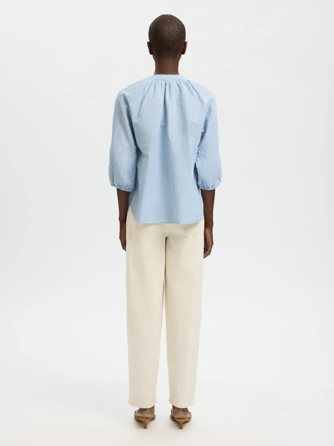 Selected Femme naisten pusero SLFCleo-Alberta Linen Blend Shirt, vaaleansininen