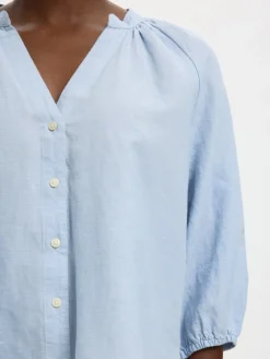 Selected Femme naisten pusero SLFCleo-Alberta Linen Blend Shirt, vaaleansininen