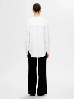 Selected Femme Naisten Pusero, SLFMIVIA LS TOP B Valkoinen