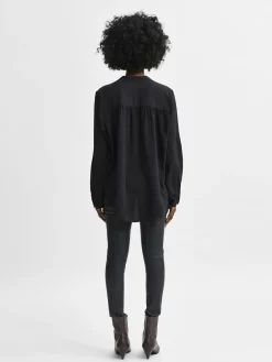 Selected Femme Naisten Pusero, SLFMIVIA LS TOP B Musta