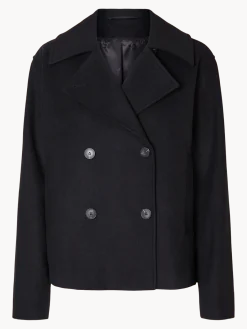 Selected Femme naisten takki, SLFALMA SHORT WOOL JACKET Musta