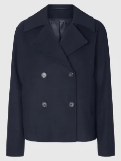 Selected Femme naisten takki, SLFALMA SHORT WOOL JACKET Tummansininen