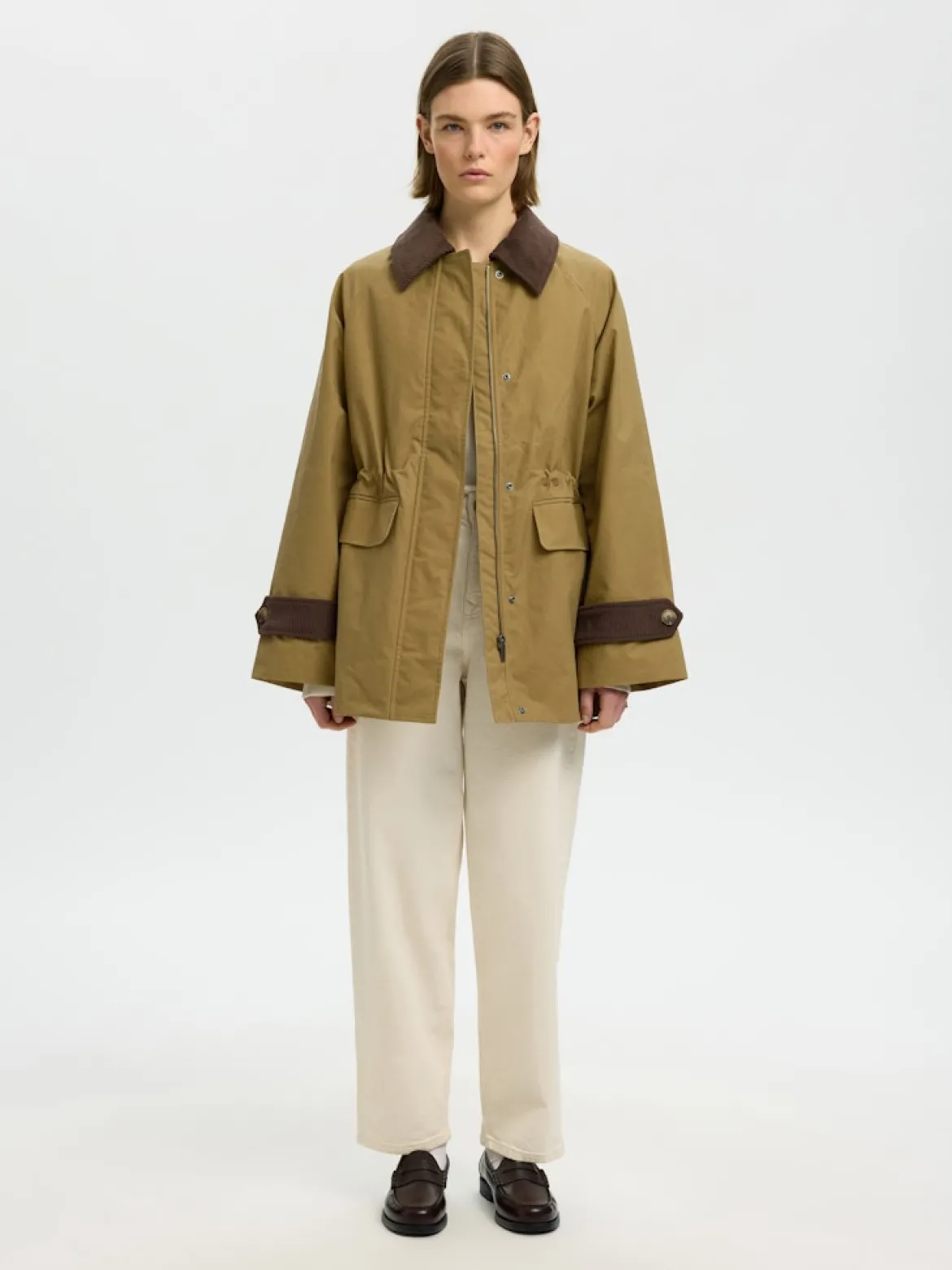 Selected Femme naisten takki SLWWilma Waxed Clair Jacket NOOS, Tigers Eye