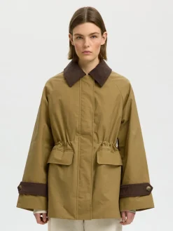 Selected Femme naisten takki SLWWilma Waxed Clair Jacket NOOS, Tigers Eye