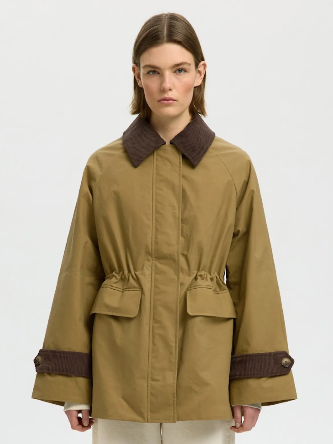 Selected Femme naisten takki SLWWilma Waxed Clair Jacket NOOS, Tigers Eye