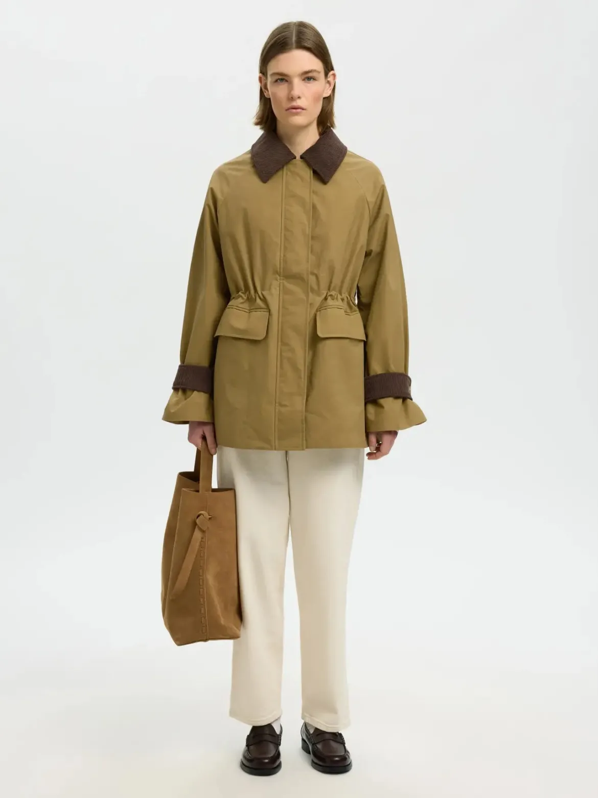 Selected Femme naisten takki SLWWilma Waxed Clair Jacket NOOS, Tigers Eye