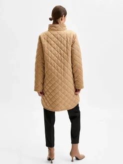 Selected Femme Naisten Tikkitakki SLFFILLY QUILTED COAT B Vaalea Beige