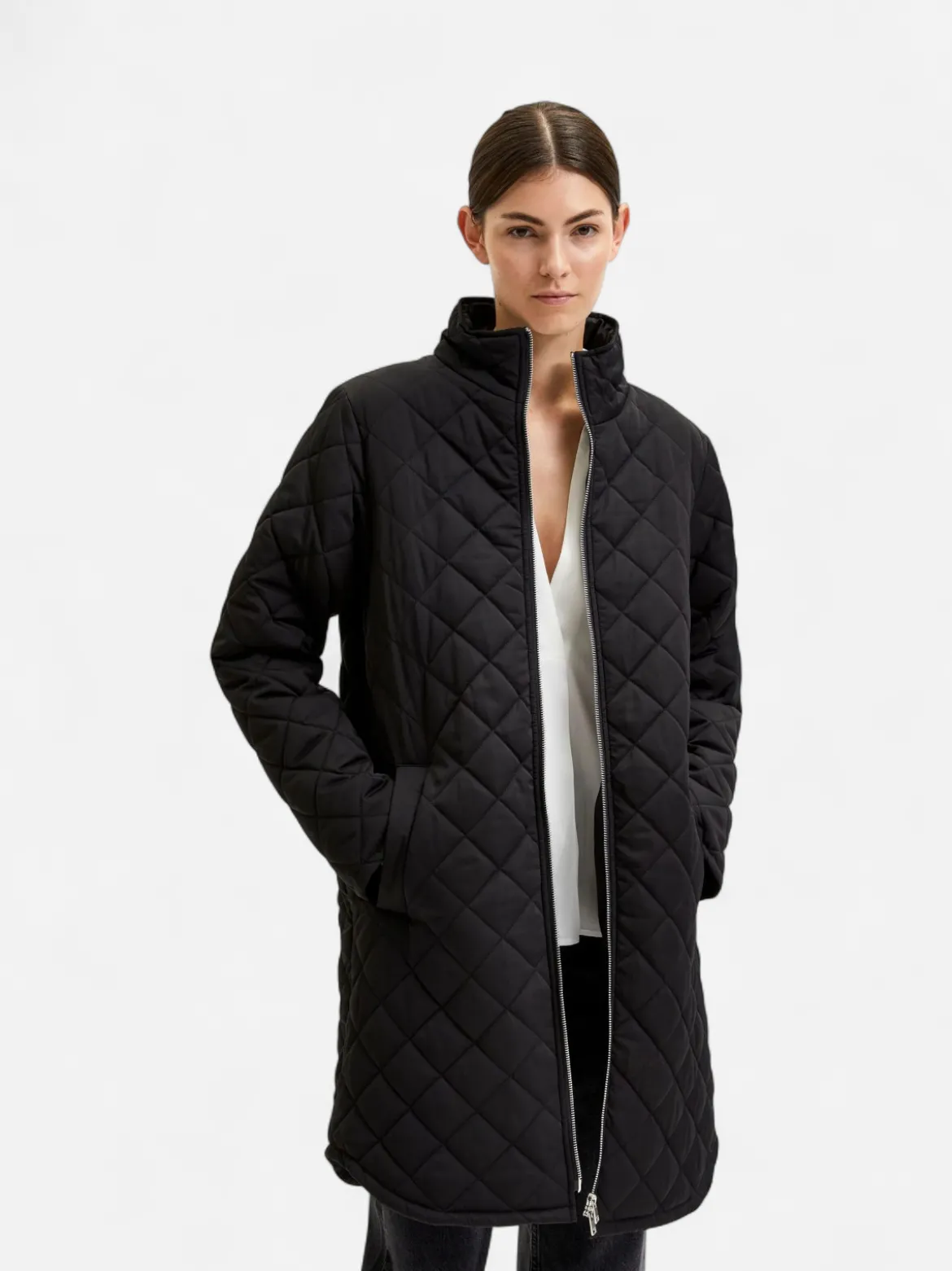 Selected Femme Naisten Tikkitakki SLFFILLY QUILTED COAT B Musta