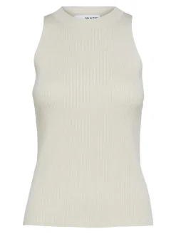 Selected Femme Naisten Toppi, SLFOLINA SL KNIT TOP Luonnonvalkoinen