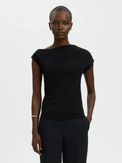 Selected Femme naisten toppi SLFMOLLY SS Top, musta