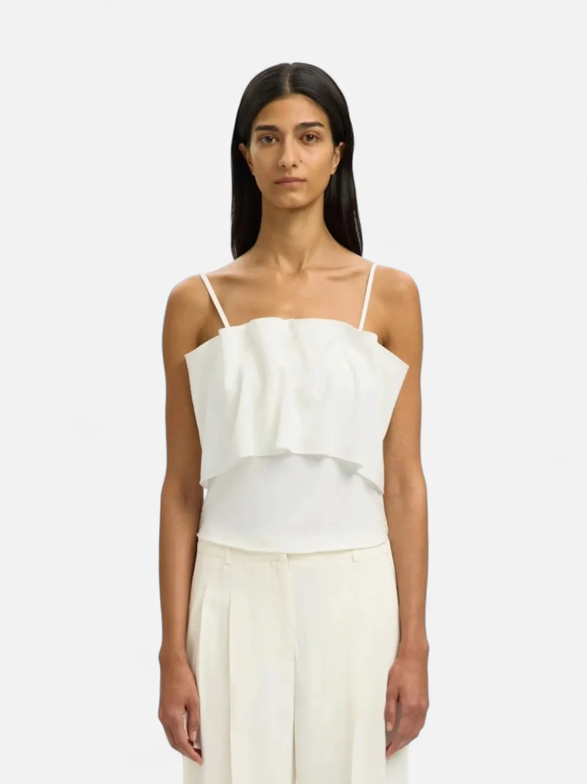 Selected Femme naisten toppi Slfneville Pleated Bandeau Top B, Snow White