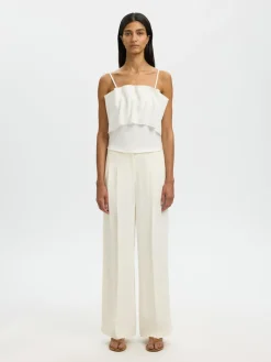 Selected Femme naisten toppi Slfneville Pleated Bandeau Top B, Snow White