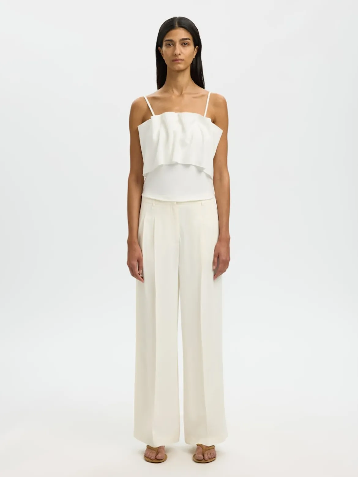 Selected Femme naisten toppi Slfneville Pleated Bandeau Top B, Snow White