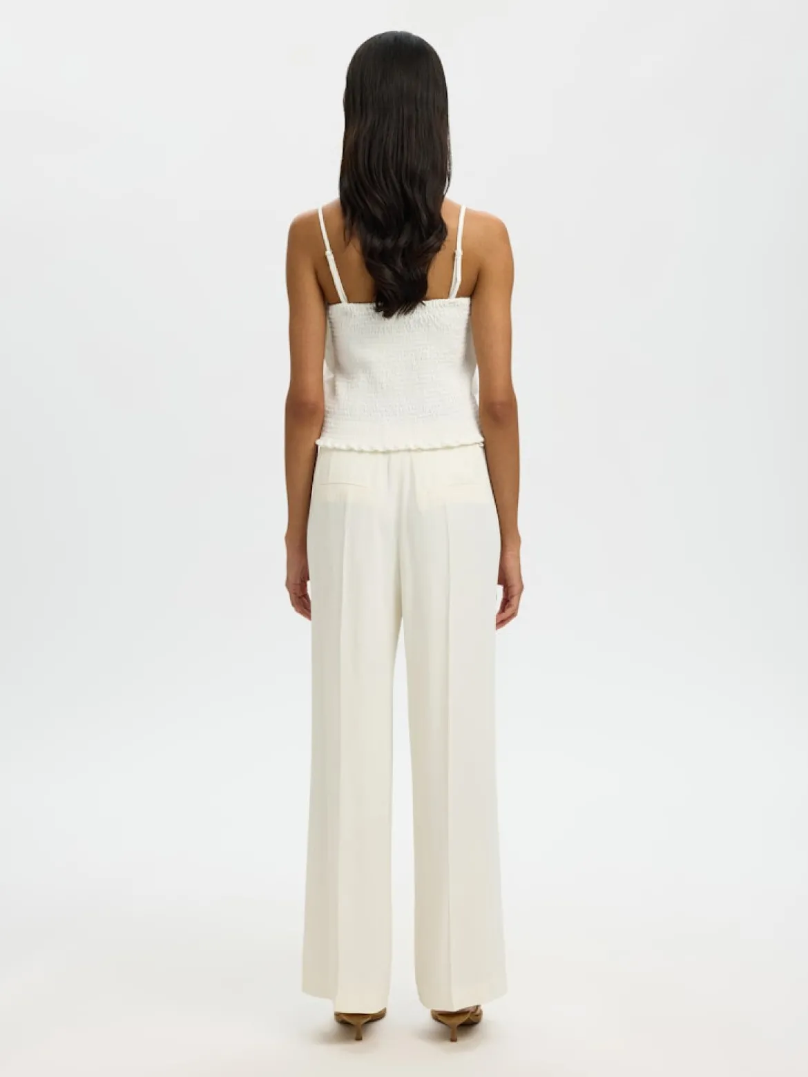 Selected Femme naisten toppi Slfneville Pleated Bandeau Top B, Snow White