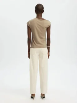 Selected Femme naisten toppi SLFMOLLY SS Top, Weathered Teak