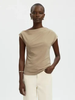 Selected Femme naisten toppi SLFMOLLY SS Top, Weathered Teak