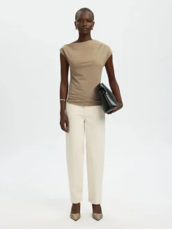Selected Femme naisten toppi SLFMOLLY SS Top, Weathered Teak