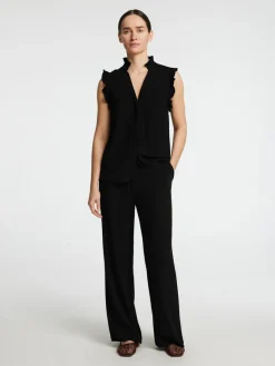 Selected Femme naisten toppi, SLFVIVA SL RUFFLE TOP Musta
