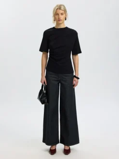 Selected Femme naisten T-paita Taj Light Twist Tee, Black