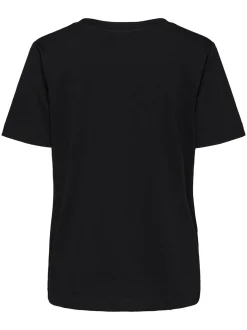 Selected Femme Naisten T-paita, SLFSTANDARD SS V-NECK TEE Musta
