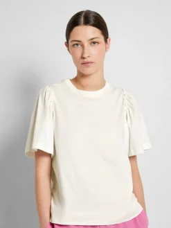 Selected Femme Naisten T-Paita, SLFPENELOPE 2/4 RUFFLE TEE Snow White