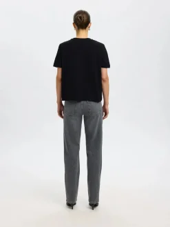 Selected Femme Naisten T-Paita, SLFESSENTIAL SS BOXY TEE NOOS Black