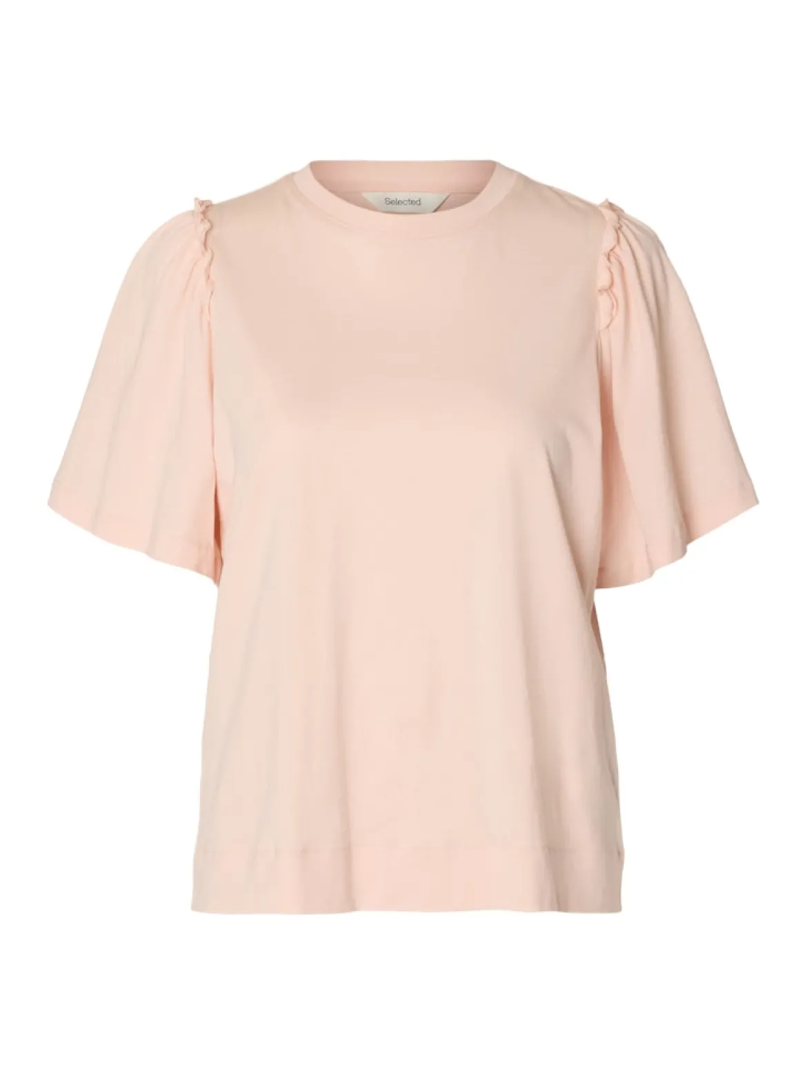 Selected Femme naisten t-paita SLFPENELOPE 2/4 Ruffle Tee, Pale Dogwood
