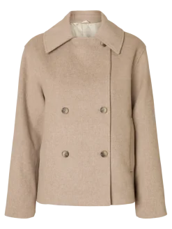 Selected Femme naisten villakangastakki, SLFALMA LANO JACKET Sandshell Melange
