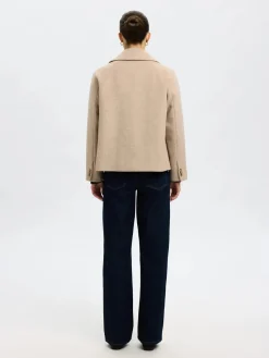 Selected Femme naisten villakangastakki, SLFALMA LANO JACKET Sandshell Melange