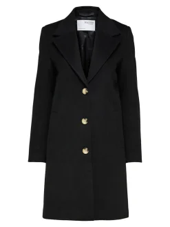 Selected Femme Naisten Villakangastakki, SLFNEW SASJA WOOL COAT NOOS Musta