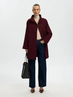 Selected Femme naisten Villakangastakki Zia-Vinni Wool Blend Coat, Tawny Port Melange
