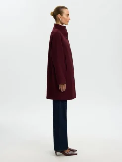 Selected Femme naisten Villakangastakki Zia-Vinni Wool Blend Coat, Tawny Port Melange