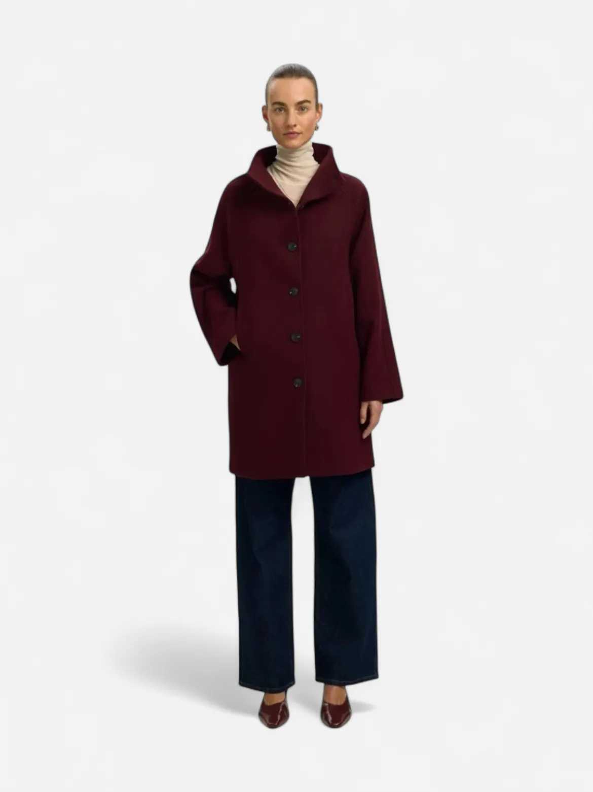 Selected Femme naisten Villakangastakki Zia-Vinni Wool Blend Coat, Tawny Port Melange