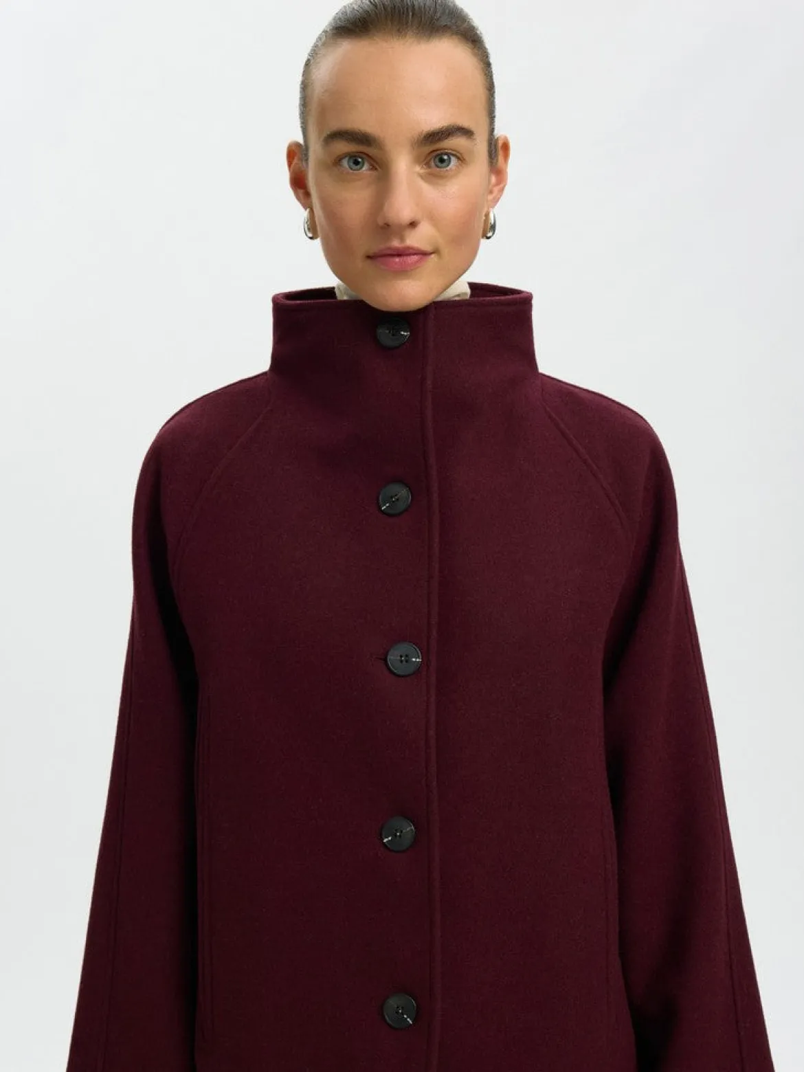 Selected Femme naisten Villakangastakki Zia-Vinni Wool Blend Coat, Tawny Port Melange