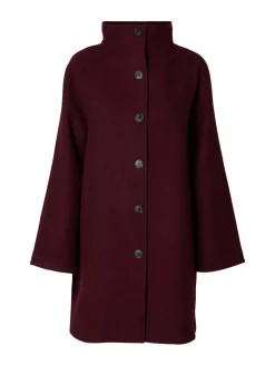 Selected Femme naisten Villakangastakki Zia-Vinni Wool Blend Coat, Tawny Port Melange