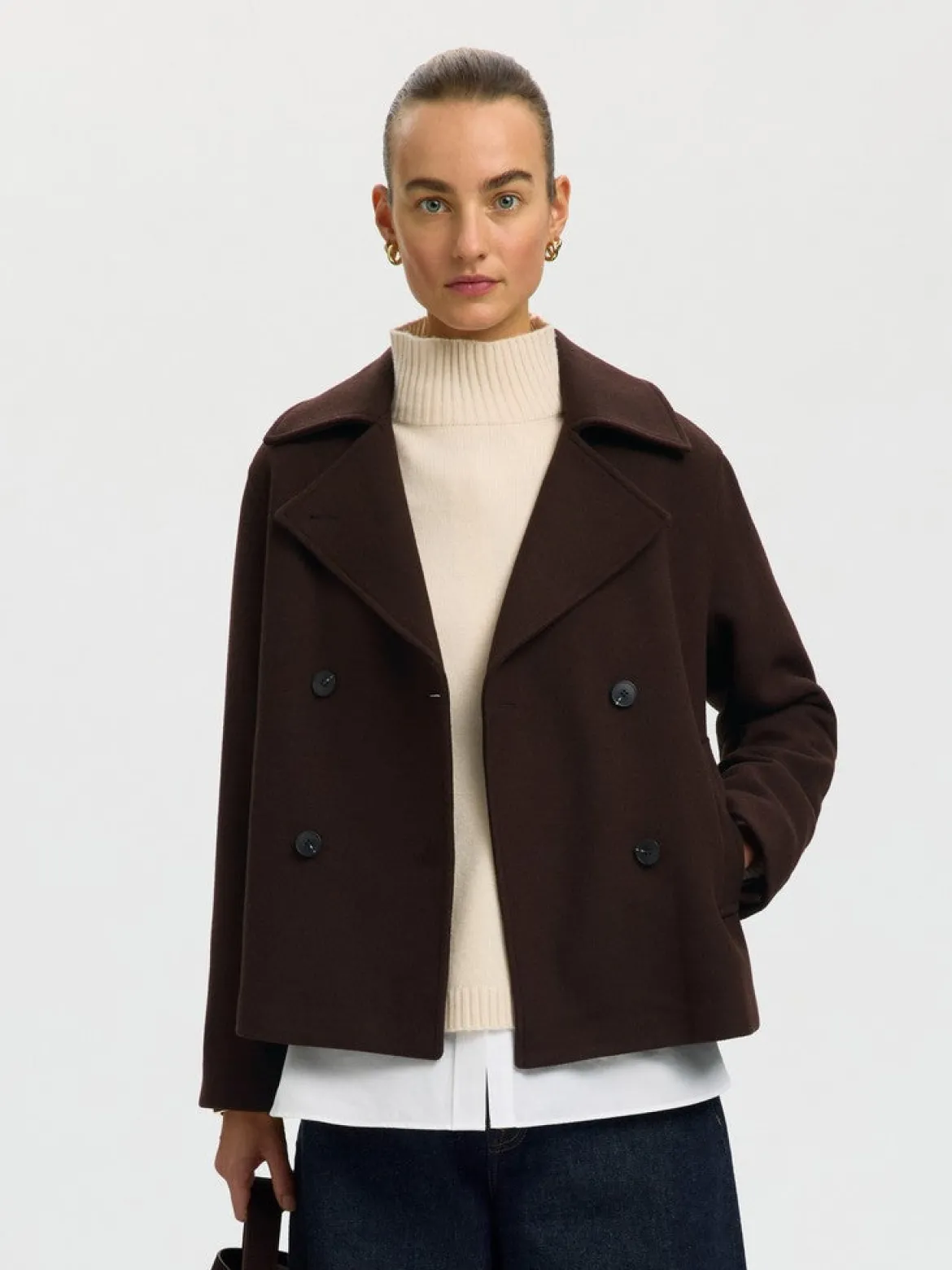 Selected Femme naisten villakangastakki Zia-Alma Wool Blend Jacket, Delicioso