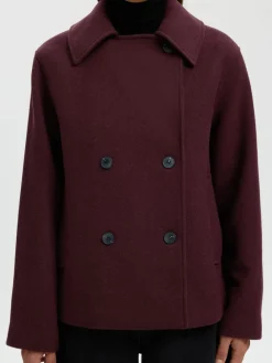 Selected Femme naisten villakangastakki Zia-Alma Wool Blend Jacket, Tawny Port Melange