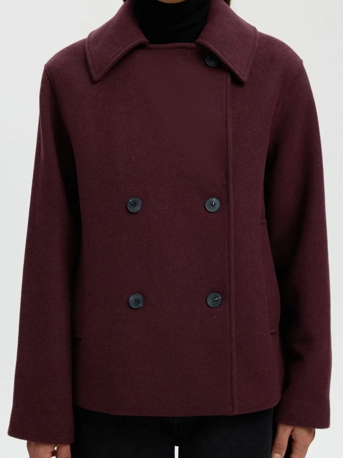 Selected Femme naisten villakangastakki Zia-Alma Wool Blend Jacket, Tawny Port Melange