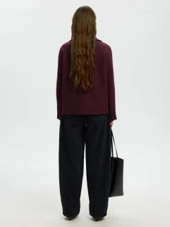 Selected Femme naisten villakangastakki Zia-Alma Wool Blend Jacket, Tawny Port Melange