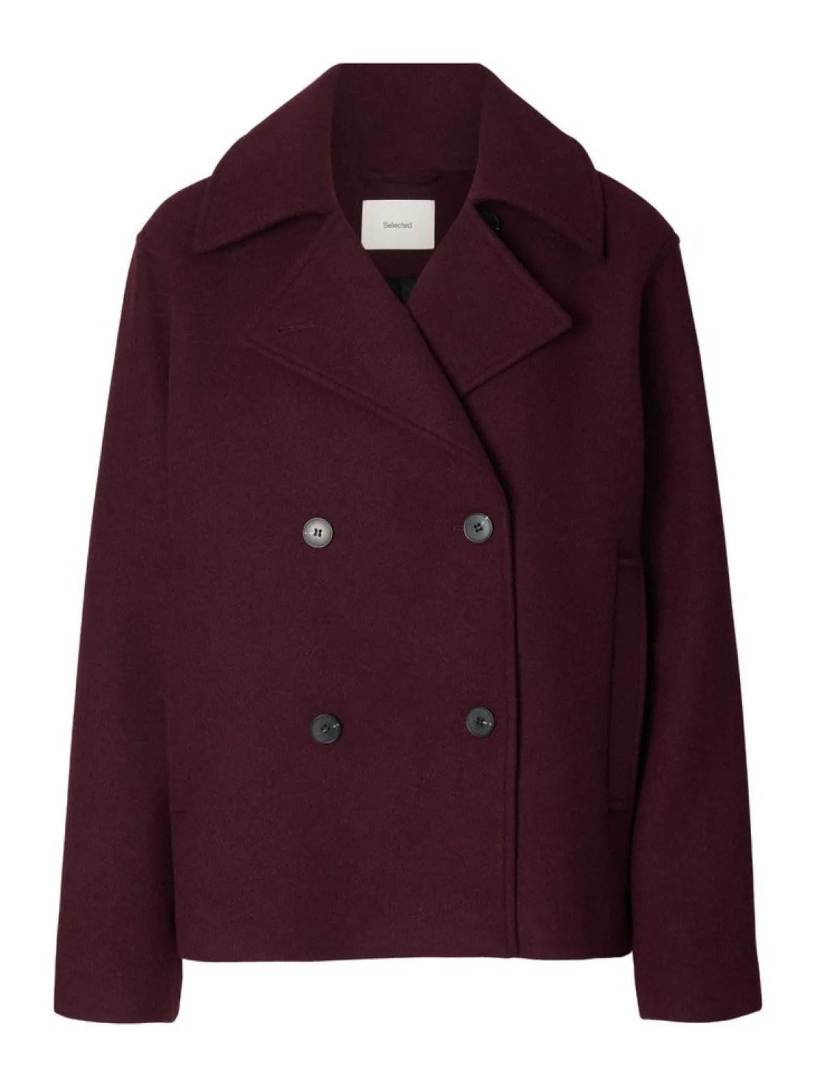 Selected Femme naisten villakangastakki Zia-Alma Wool Blend Jacket, Tawny Port Melange