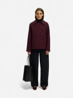 Selected Femme naisten villakangastakki Zia-Alma Wool Blend Jacket, Tawny Port Melange