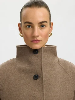 Selected Femme naisten villakangastakki Zia-Vinni Wool Blend Coat, Fallen Rock Melange